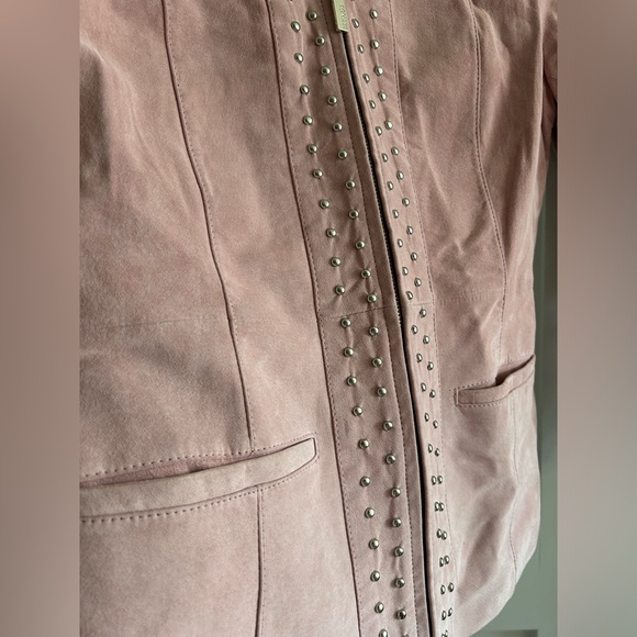 Line Pink Suede Leather Jacket - Picture 4 of 12